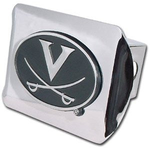 University of Virginia Cavaliers "Bright Polished Chrome with "V" Emblem" NCAA College Sports Trailer Hitch Cover Fits 2 Inch Auto Car Truck Receiver