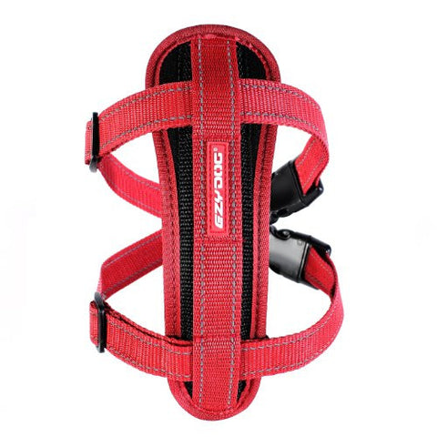 EzyDog Chest Plate Harness with Seatbelt Restraint - Red, Medium
