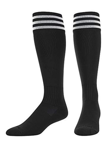 Finalé Trio - 3 Stripe SoccerOver-Calf, Heel/Toe, White-Black, Medium