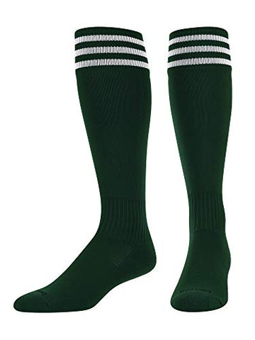 Finalé Trio - 3 Stripe SoccerOver-Calf, Heel/Toe, Dark Green-White, Medium