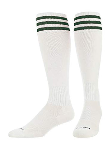 Finalé Trio - 3 Stripe SoccerOver-Calf, Heel/Toe, White–Dark Green, Medium