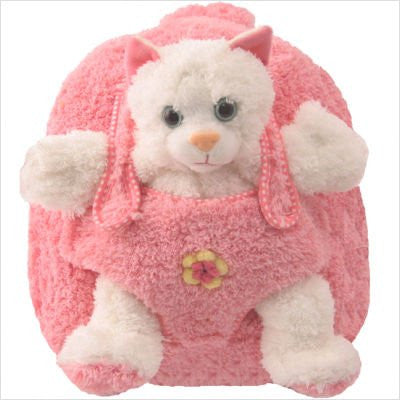 Plush Animal Backpack Cat w/ Pink