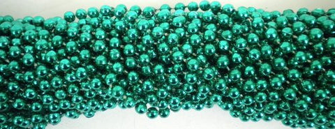 33 inch - 7 mm Round Metallic Green Mardi Gras Beads - 6 Dozen (72 necklaces)