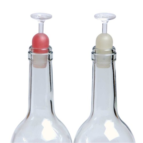 Wine Glass Bottle Stoppers In Red and White Color - Carded