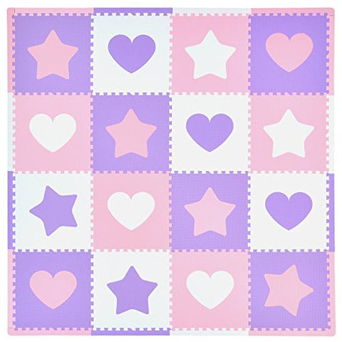 Stars and Hearts Playmat Set 16pc Pink Purple