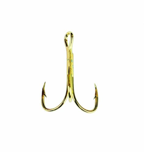 Eagle Claw 376AH-16 Treble Hook, Size 16, 1/4 oz, Curved/Forged, 2X Strong Heavy Wire, Gold, 5 per Pack