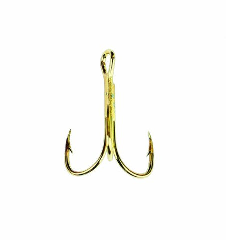 Eagle Claw 376AH-16 Treble Hook, Size 16, 1/4 oz, Curved/Forged, 2X Strong Heavy Wire, Gold, 5 per Pack