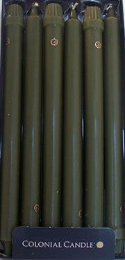 Moss Green 10" Classic Dinner Candles, Box of 12