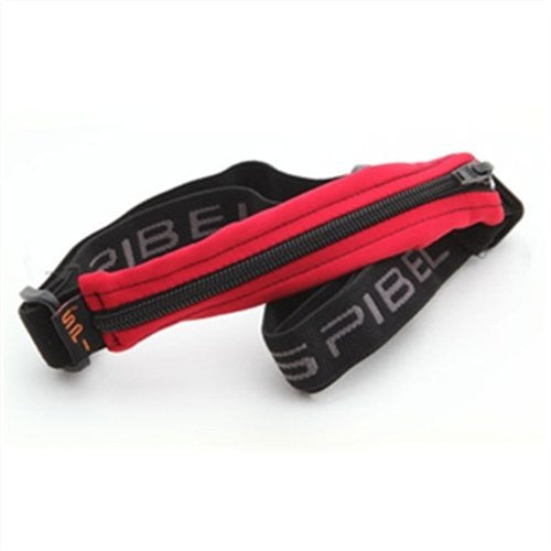 SPIbelt Small Personal Item Belt, Black Belt with Red Zipper