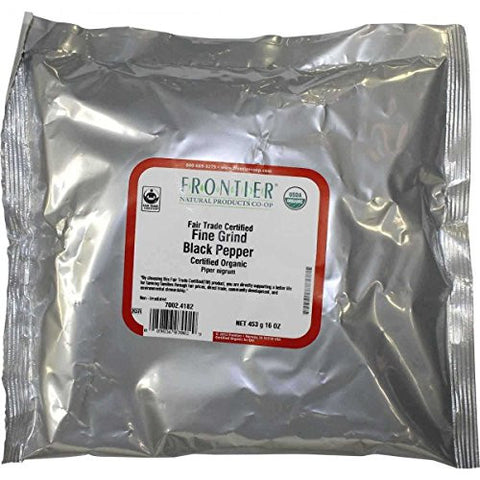 Bulk Pepper, Black Fine Grind ORGANIC, Fair Trade Certified, 16 oz Bulk Bag