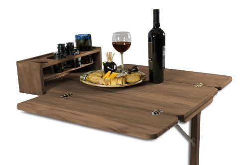 Cockpit Table w Folding Leaves & Four Drink Holder, 25" L x 32" W x 7/8" H