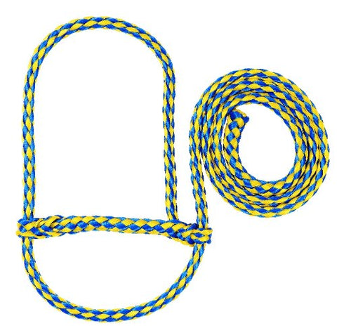 Weaver Leather Goods - Poly Rope Sheep and Goat Halter, Adjustable, Blue/Yellow (S6)