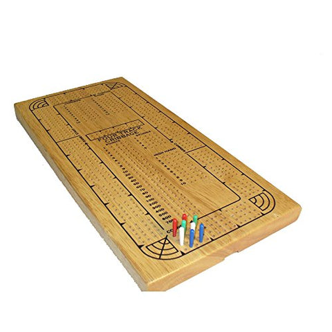 4-Player Natural Cribbage Continuous Track - Plastic Pegs- 15.5" x 7.5" x .75"