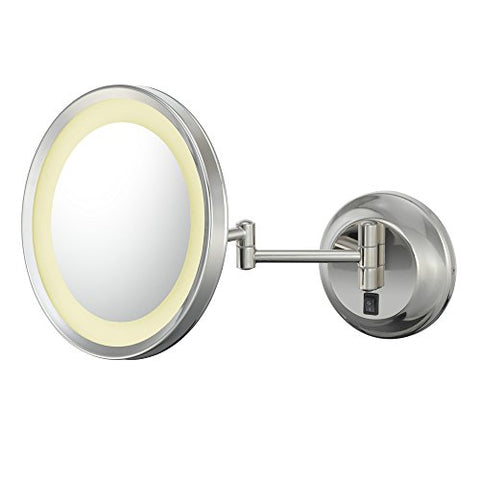 Single-Sided LED Round Wall Mirror - Polished Nickel