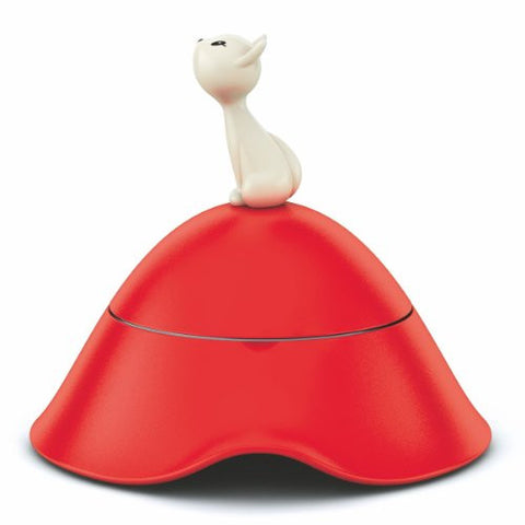 Cat Bowl with Lid, Red, 6¼ in.
