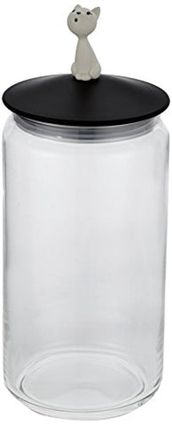Jar for cat food in glass with lid in thermoplastic resin, black, 1 qt 19 ½ oz