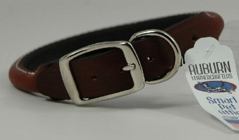 Auburn Leathercrafters Round - Rolled Dog Collar 3/8x10 Burg