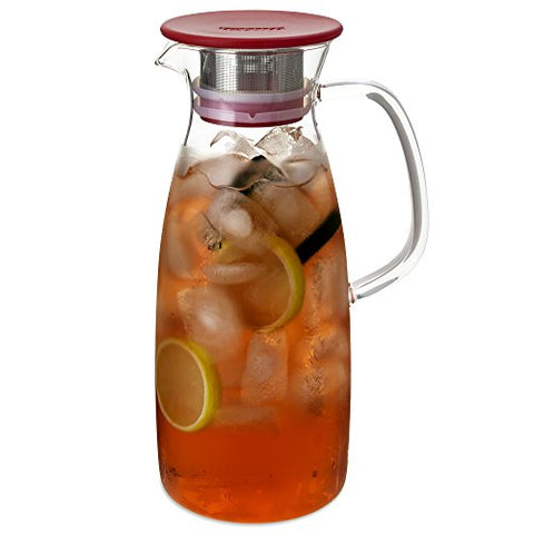 Mist Glass Ice Tea Jug for Cold-Brew 50oz- Red