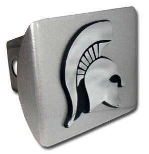 Michigan State (Spartan Head) Brushed Chrome Hitch Cover