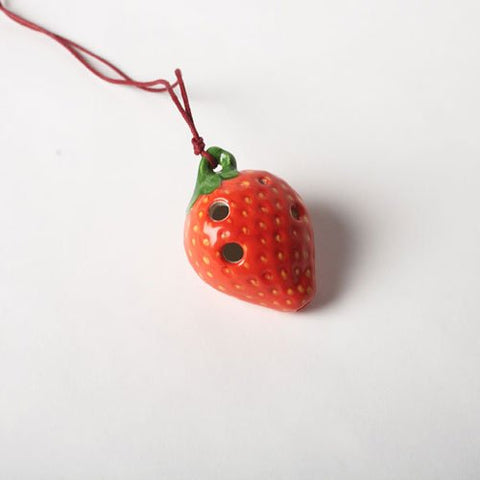 Fruit Ocarinas 4 Hole - Strawberry, with Free Songbook/Method