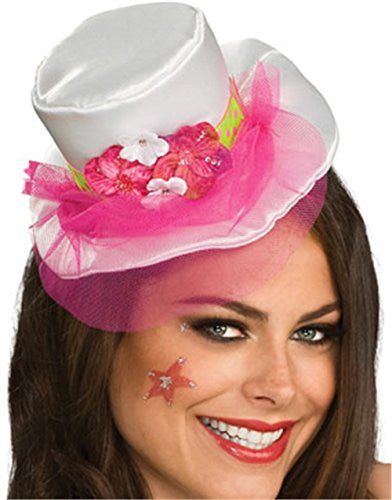 White Mini Top Hat W/Pink Veil