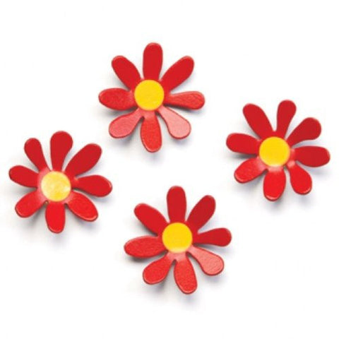 Embellish Your Story Red Daisy Magnets - Set of 4
