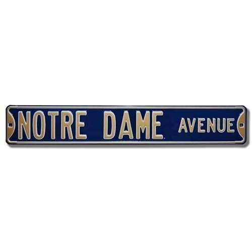 Notre Dame, Fighting Irish Ave Navy Street Sign, 6"x36"