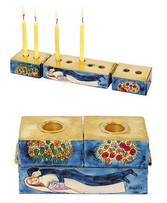 Hanukkah Menorah and Shabbat Candlesticks - Wedding, 5x2.4x2 inch