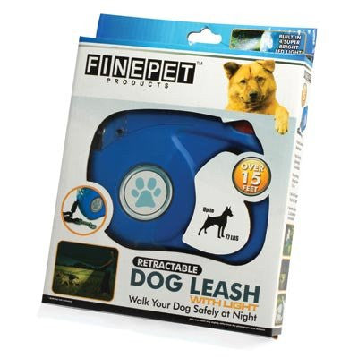 FINE PET RETRACTABLE DOG LEASH WITH LIGHT - BLUE