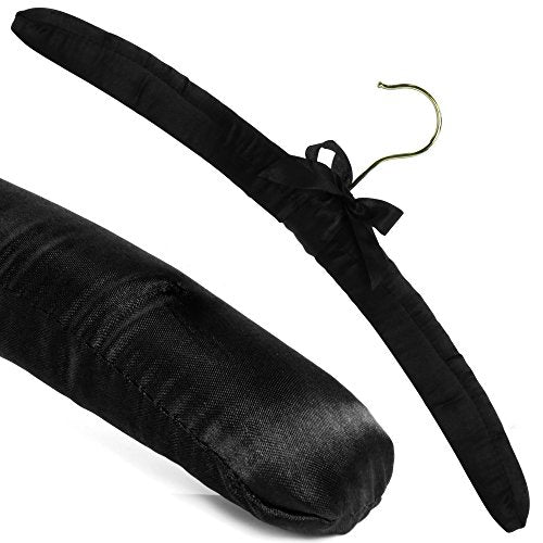 Black Satin Padded Top Hangers - 43cm