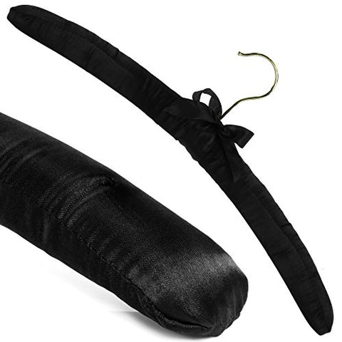 Black Satin Padded Top Hangers - 43cm