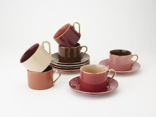 Aubergine Cup & Saucer 7.0 oz. (Set Of 6) Purple/Brown