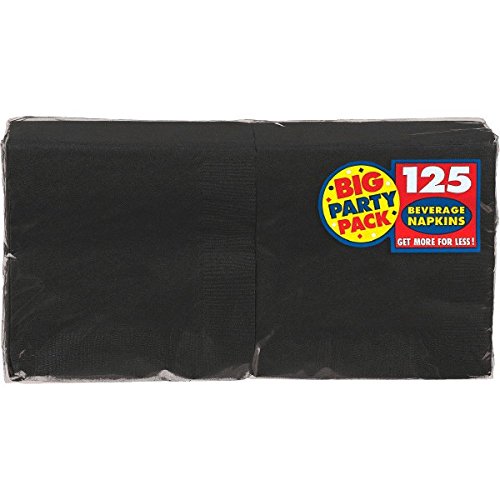 Amscan- Big Party Pack Beverage Napkins 5"X5" 125/Pkg, Black