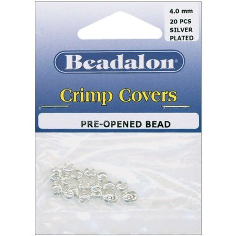 Crimp Covers, 4 mm (.157 in), Silver Plated, 20 pc