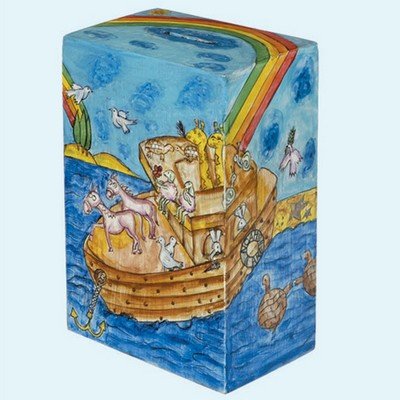 Rectangular Tzedakah Box - Noah's Ark, 5x3.5x2.5 inch