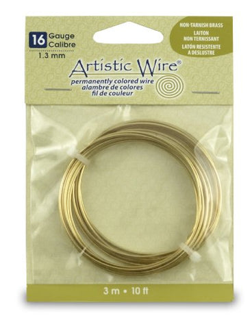 Artistic Wire, 16 Gauge (1.3 mm), Tarnish Resistant Brass, 10 ft (3.1 m)