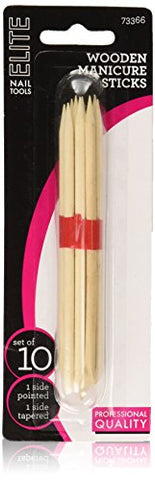 Elite Wooden Manicure Sticks 11.5CM 10 Pack