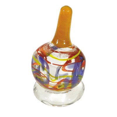 Glass Dreidel and Stand - Red and Yellow, 2x1x1 inch