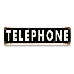 Telephone vintage metal sign measures 20 inches by 5 inches