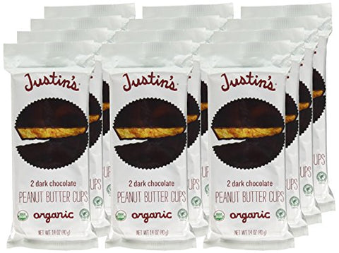 Justin's Dark Chocolate Peanut Butter Cups , 1.4 Ounce (Pack of 12)