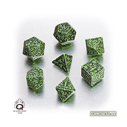 Forest 3D - Green & black Dice Set (7)