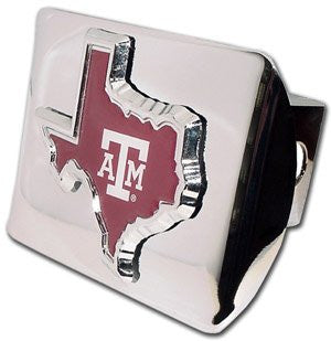 Texas A&M (TX shape with color) Shiny Chrome Hitch Cover