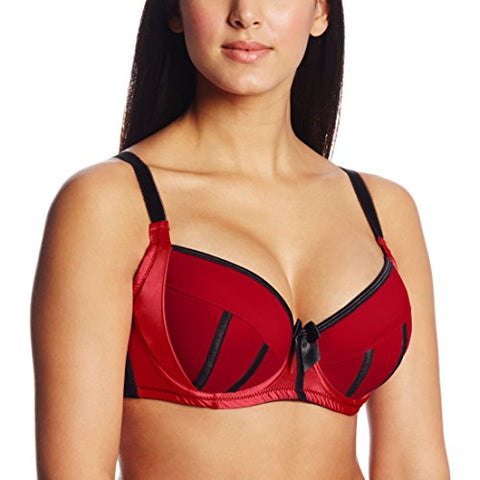 CHARLOTTE Padded Bra 34F, Red/Black