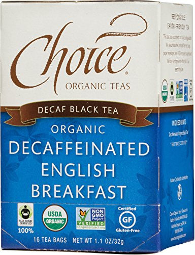 Choice Organic Teas Decaf English Breakfast Tea, 16 Count Tea Bag