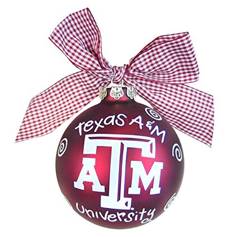 Texas A&M Logo Glass Ornament