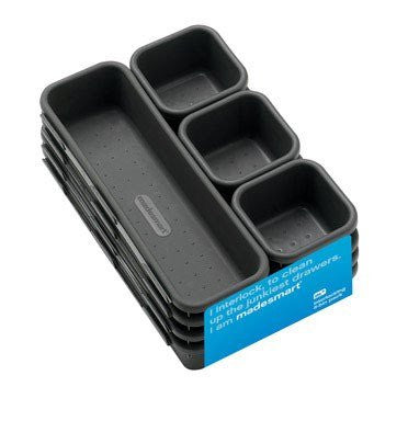 8 Piece Interlocking Bin Pack Granite (2) 9"x6" Bin, (3) 9"x3" Bin & (3) 3"x3" Bin