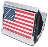 American Flag Chrome Hitch Cover