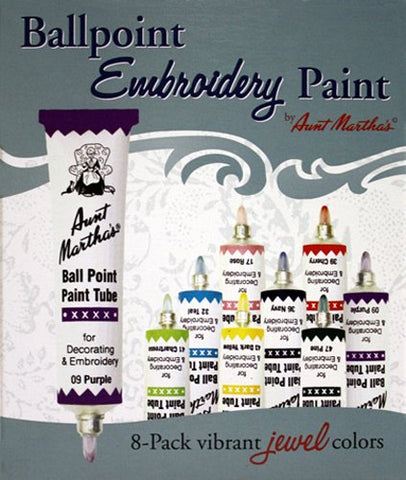 Aunt Martha's Ballpoint Paint Tubes 1oz 8/Pkg Jewel Colors