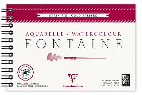 Clairefontaine Fontaine Watercolor Cold Pressed - Wirebound - 12 sheets - 4 3/4 x 7