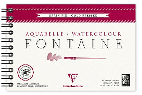 Clairefontaine Fontaine Watercolor Cold Pressed - Wirebound - 12 sheets - 4 3/4 x 7